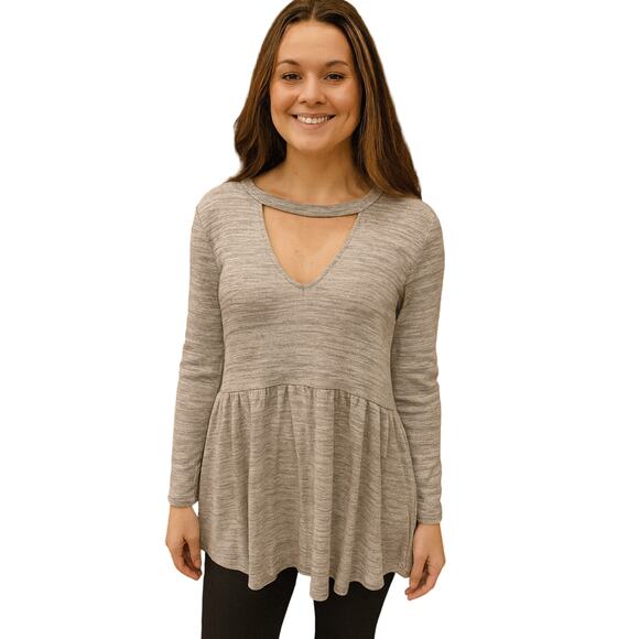 Torrid 0 (L) babydoll stretch cut out key hole career casual flowy flirty top - Picture 1 of 8